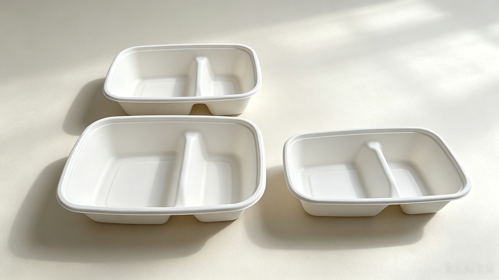 2 compartment bagasse square lunch boxes